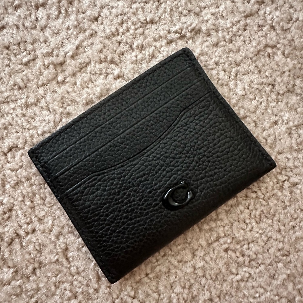 Coach Black Pebbled Leather Card Holder/Case
